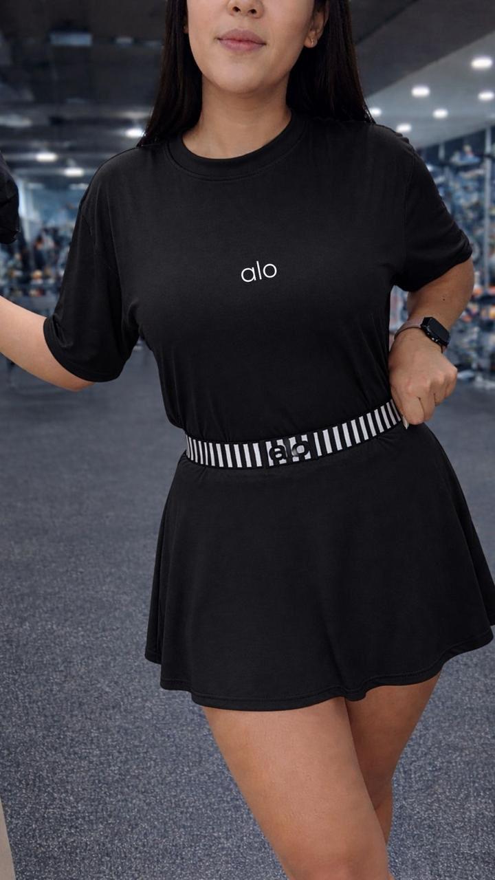 Set de falda alo camisa over size